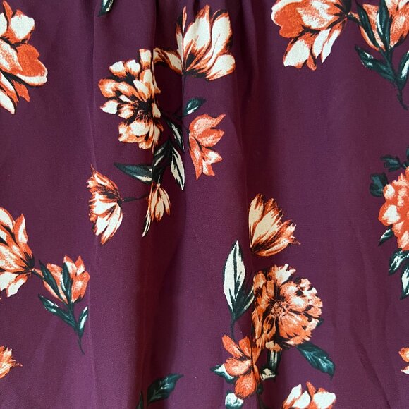 B-Wear Women's Dark Purple/Burgundy Floral 3/4 Sleeve Top, Size M - NEW - Picture 6 of 10